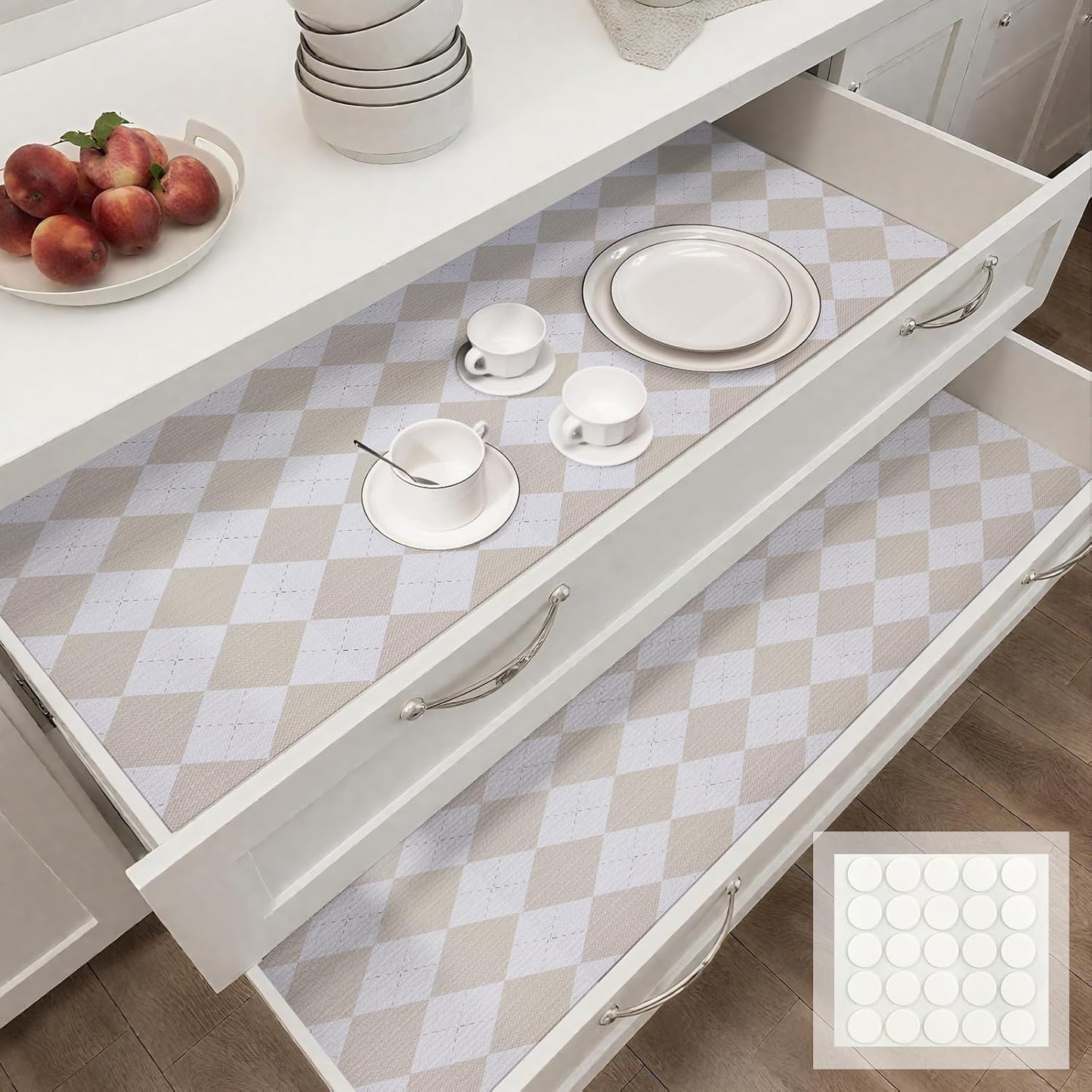 Beige Shelf Liner for Kitchen Cabinets 12" x 120" Non-Adhesive Non-Slip Drawer Liners for Dresser, Waterproof Washable Paper, Durable Protector Mat for Pantry Shelves Cupboards