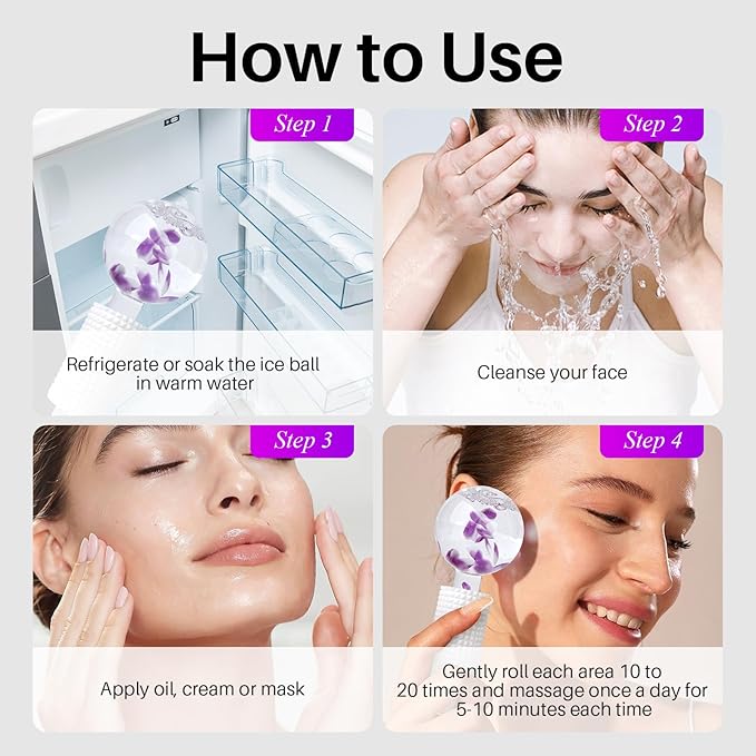 SPChannel 2PCS Ice Globes for Face Women Ice Balls Face Globes (Purple)