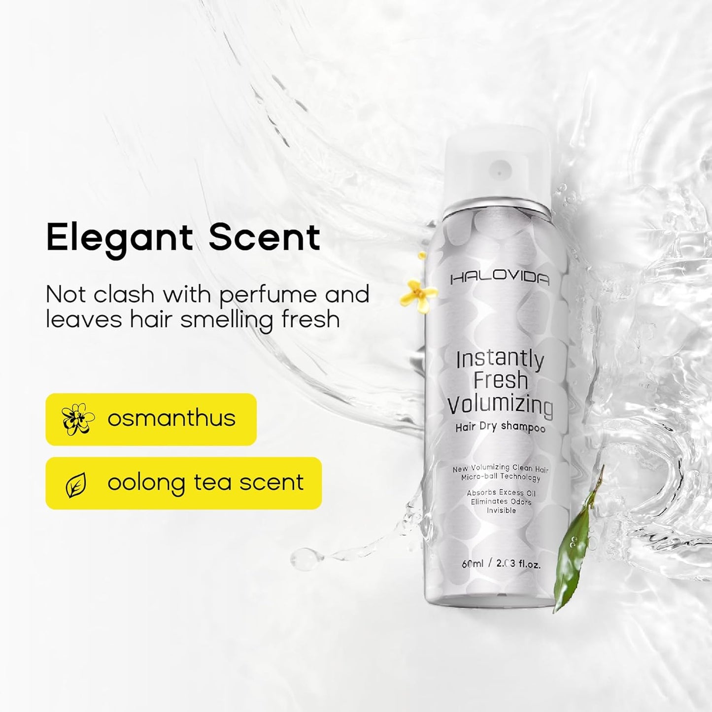 HALOVIDA Dry Shampoo for Women, Travel Size Dry Shampoo Spray for Dark Hair Leaves No White Residue, Absorb Oils, Volumizing & Refresh Hair for 72 Hours, 2.03 Fl Oz