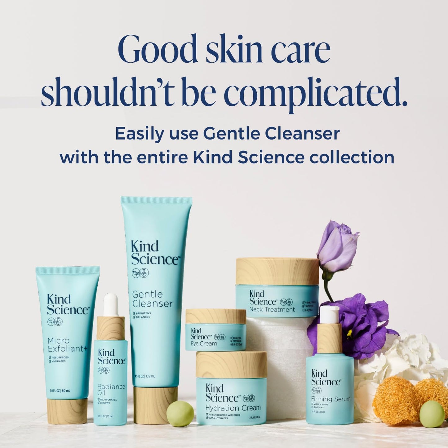 Kind Science Gentle Face Cleanser - Face Wash for Women & Makeup Remover with Vitamin C - Facial Cleanser for Dry Skin - Paraben, Dye & Fragrance Free, Cruelty Free, 4.5 fl oz