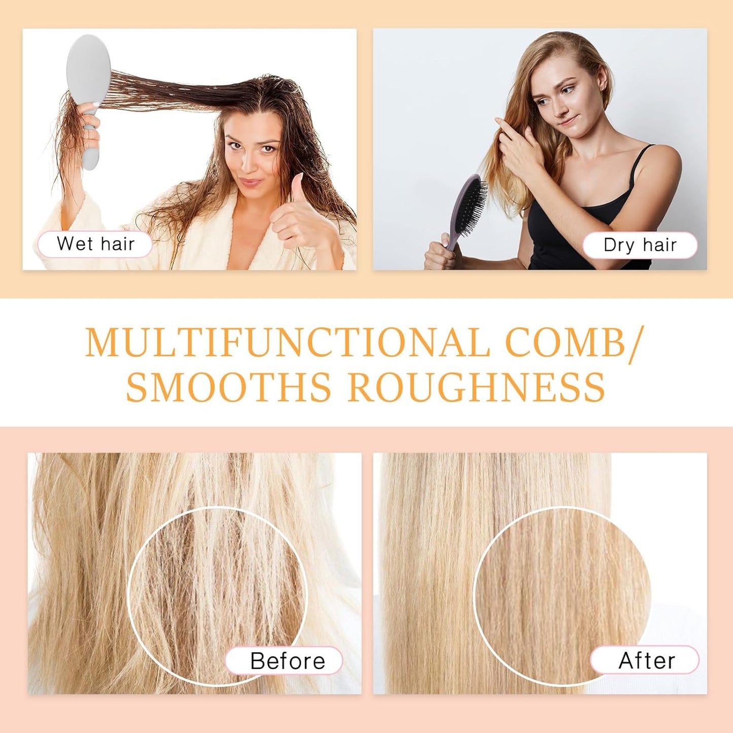 Nuenen 6 Pcs Wet Detangler Hair Brush Travel Dry Hair Brushes Detangling Hairbrush with Soft Bristles for Women Men Girls Boys (Elegent Color)