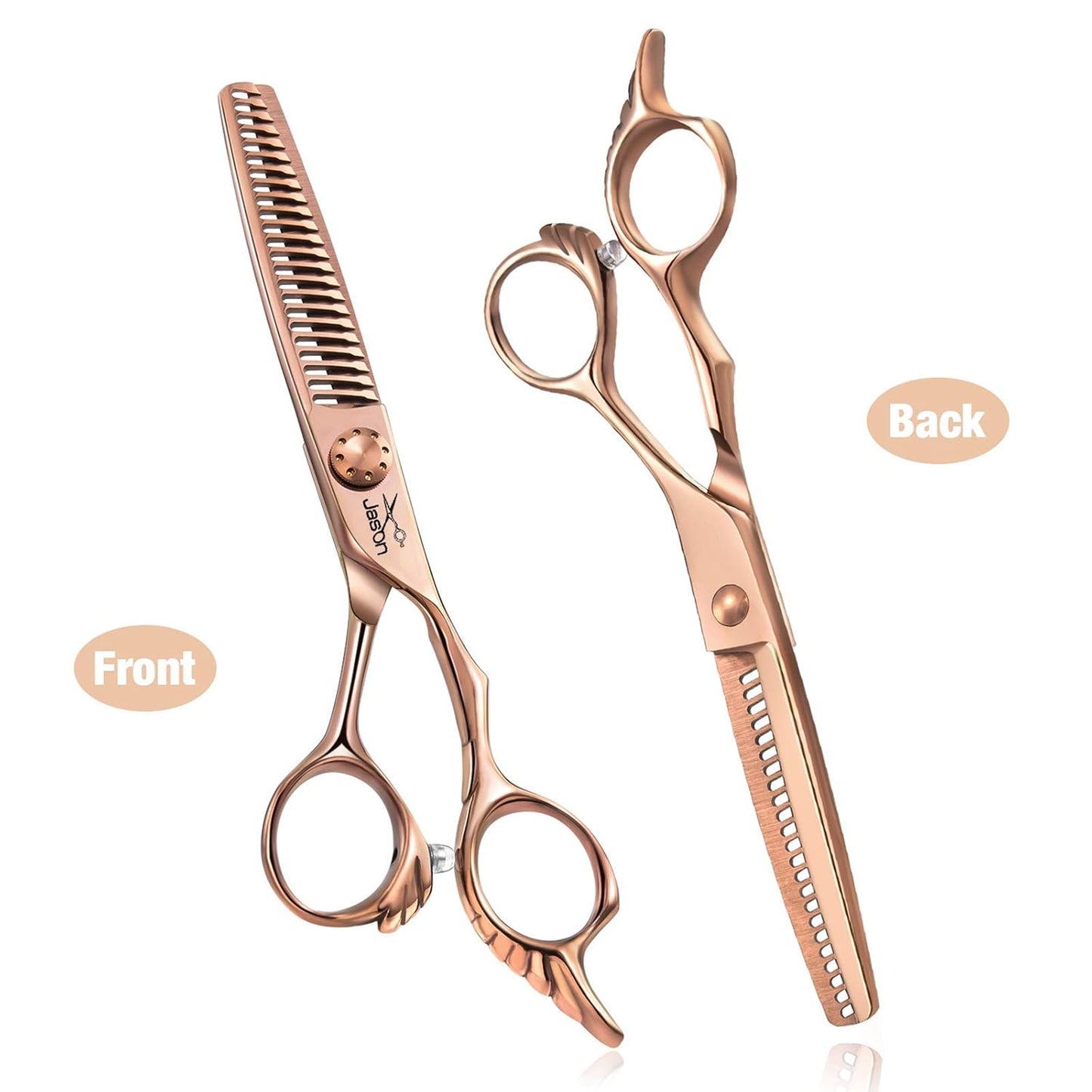 JASON 6" Hair Texturizing Scissors, 23 Teeth Hair Texture Shears Professional Blending Hair Thinning Scissor for Barber, Hairdresser, Stylist, Women and Men, Wing-Shaped Engraving Handle