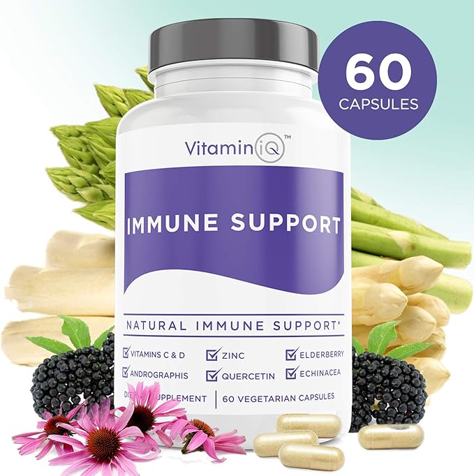 Immune Support Supplement with Vitamin C D3, Glutathione, (60ct) VitaminIQ