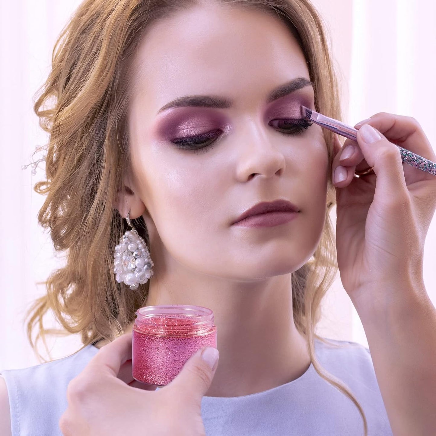 50 Pack 2 OZ Plastic Jars Round Clear Cosmetic Container with Clear Lids, Eternal Moment Slime Jars for Lotion, Cream, Ointments, Makeup, Eye shadow, Rhinestone, Samples, Pot, Travel Storage