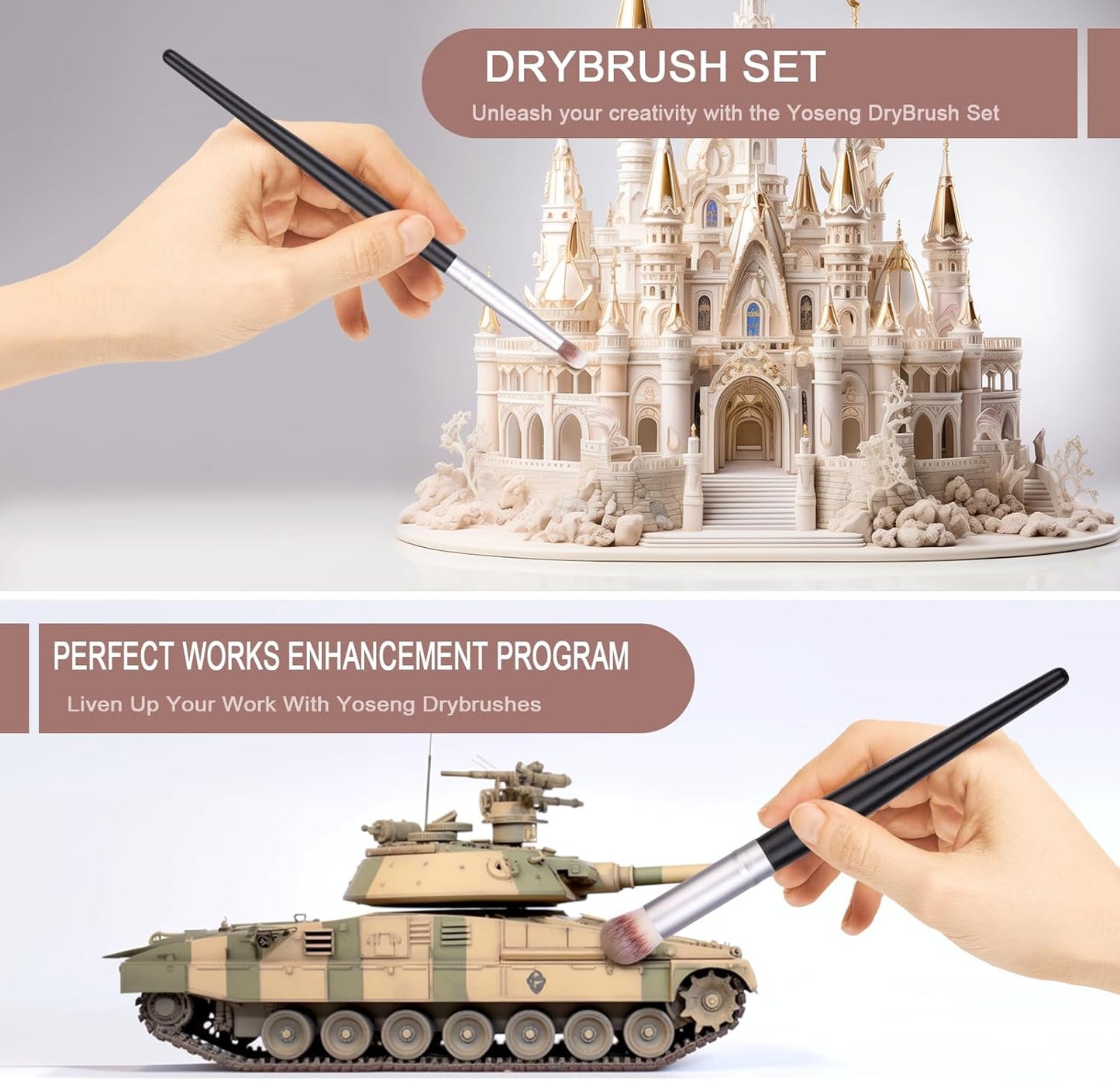 Yoseng Drybrush Set - Premium Art Paintbrush Set for Miniatures, Ideal for Detailing - 6 Different Sizes