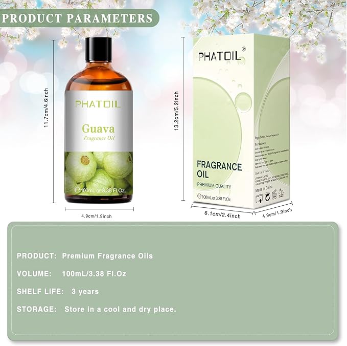 3.38FL.OZ Guava Fragrance Oils for Aromatherapy, Essential Oils for Diffusers for Home, Perfect for Diffuser, Yoga, Skin Care, DIY Candle and Soap Making - 100ml