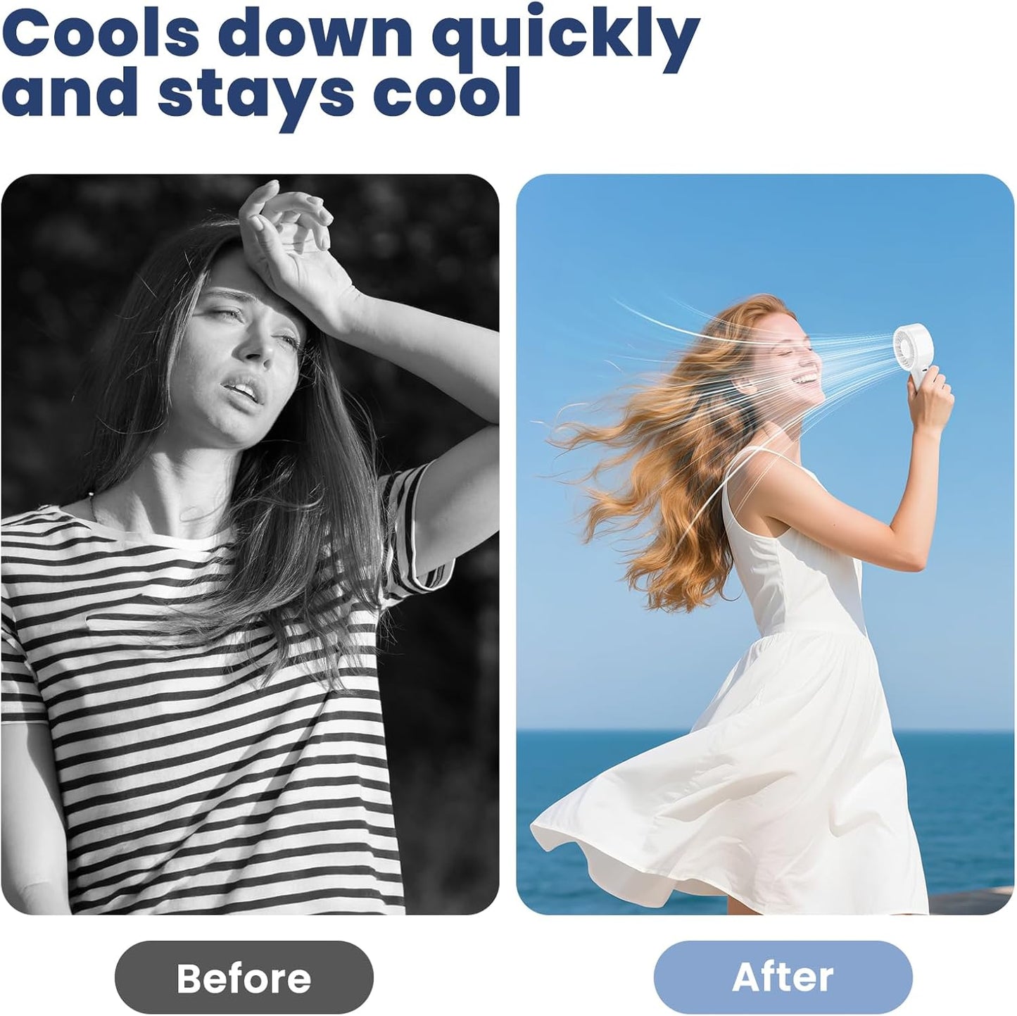 HandFan High Speed Handheld Mini Fan, Small Pocket Design Personal Fans Portable Rechargeable, 5 Gear Turbo Wind, Summer Essentials for Travel/Camping/Concerts/Commuting, Gifts for Men/Women (White)