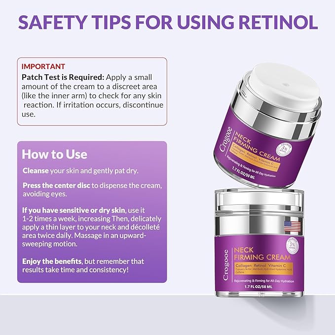 Advanced Neck Firming Cream – 3% Retinol & Hyaluronic Acid for Wrinkle Reduction, Lifting & Skin Tightening – Anti-Aging Moisturizer for Face, Neck & Décolleté – Deep Hydration, 3.4 FL(2 bottle)