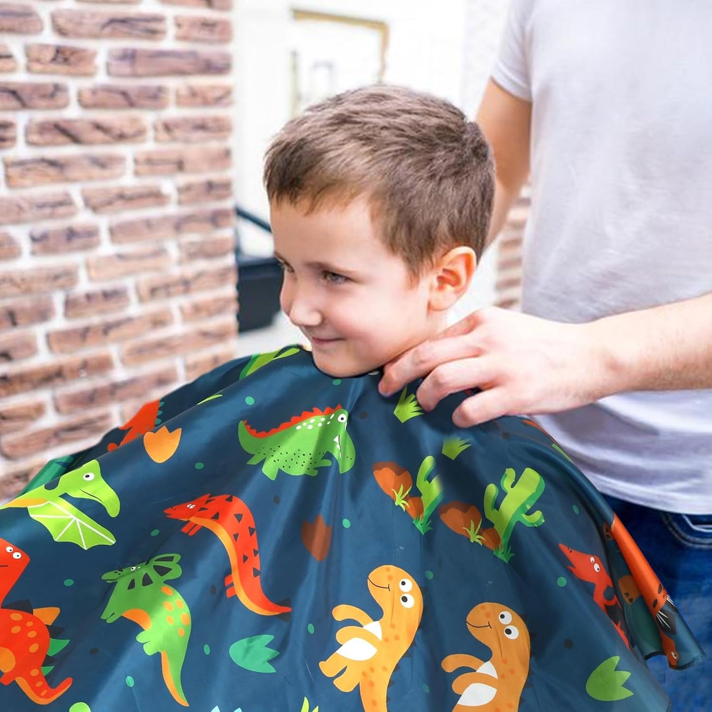 FEBSNOW Kids Hair Cutting Cape, Professional Barber Cape Cartoon Pattern Apron with Adjustable Closure for Children Salon Barber Supplies for Kids 55 x 39 Inches