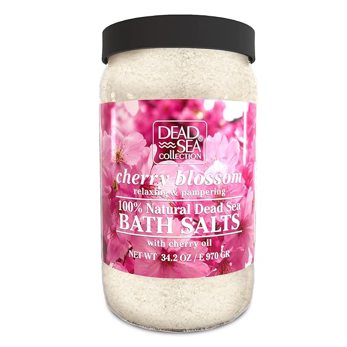 Dead Sea Collection Bath Salts Enriched with 3 pc- Coconut - Cherry Blossom -Lavender- Natural Salt for Bath - Large 34.2 OZ. - Nourishing Essential Body Care for Soothing and Relaxing Your Skin and