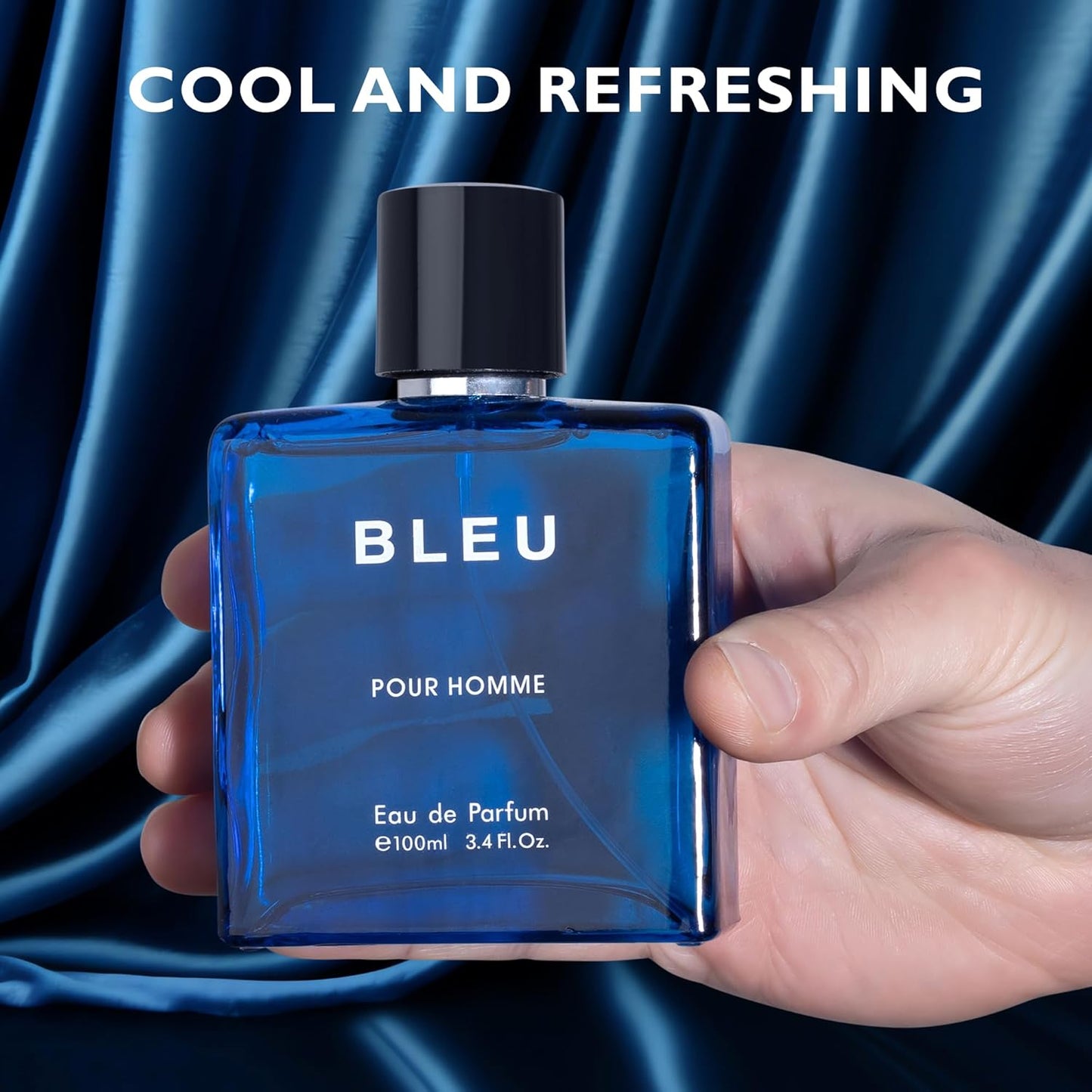 Bleu for Men Eau De Parfum - Blend of Citrusy Top Notes, Aromatic Spices & Warm Woody Undertones - Combination of Grapefruit, Lemon, Mint & Pink Pepper - Elegant 3.4fl Oz Bottle - Versatile Gift