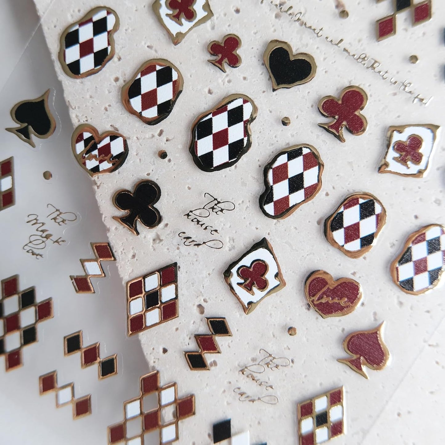 Black Red Plaid Nail Stickers, Embossed Decals for Art Design, Self-Adhesive Accessories for Women, Nail Supplies