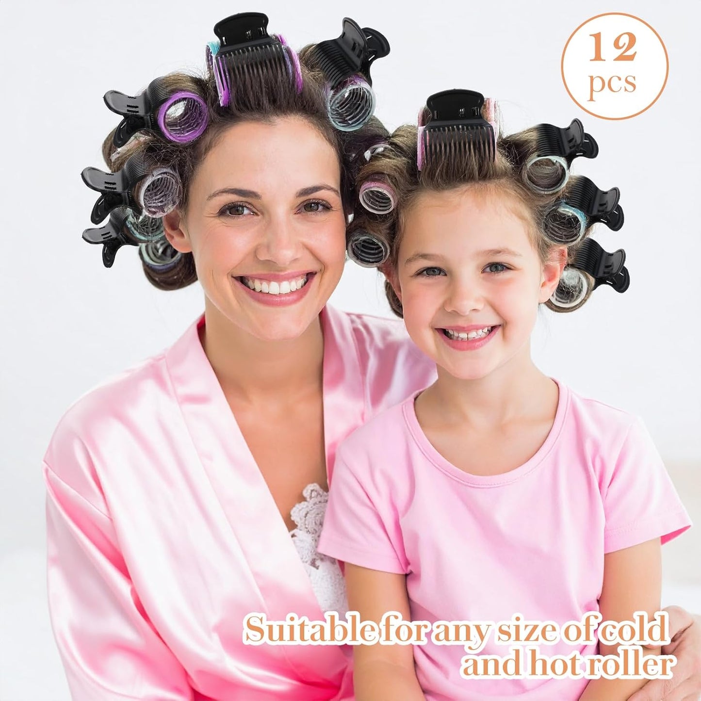 12 Pcs Hot Roller Clips Plastic Hair Curler Claw Clips for Sectioning Styling Creating Voluminous Curls Lightweight Styling Accessories for Home Travel Use DIY Hairstyling Bridal Party Looks