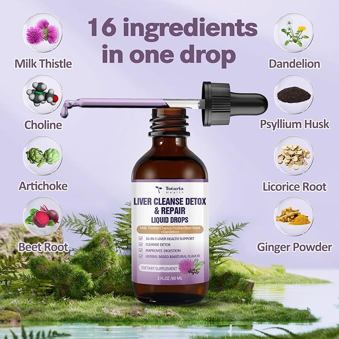 Liver Cleanse Detox & Repair Liquid,1100mg 16+ Herbs