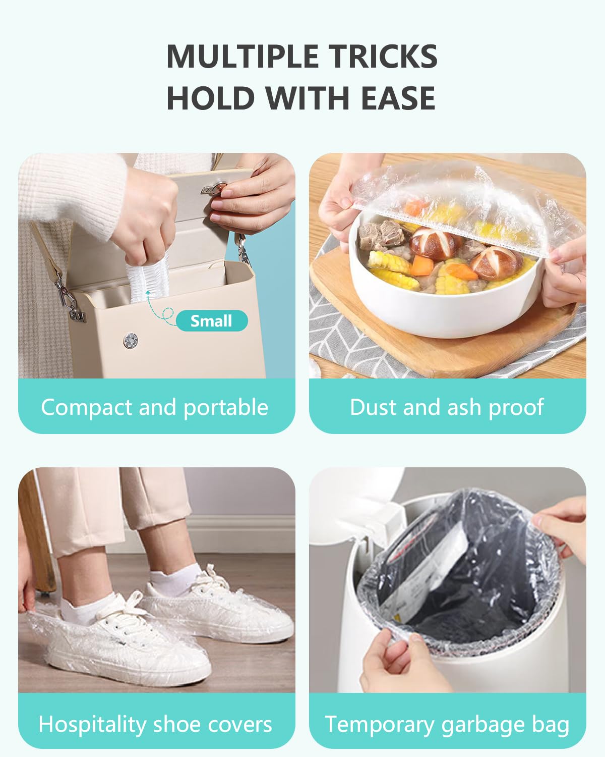 Years Calm 40PCS Disposable Shower Caps, Clear Shower Caps for Travel, large Plastic Hair Caps for Women, Home Use, Hotel (large Size 20.5") (40PCS)