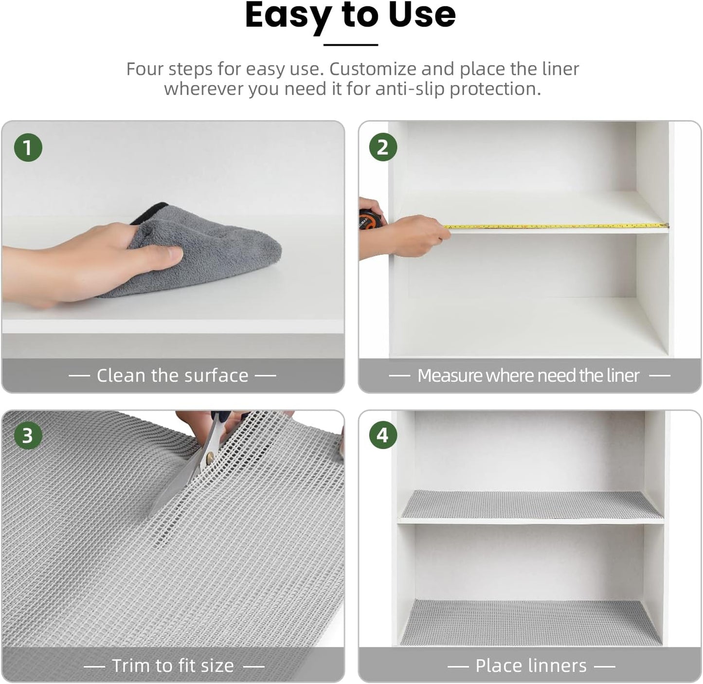 BAGAIL Drawer and Shelf Liner, 17.5 in X 10 Ft Non-Adhesive Shelf Liners for Kitchen Cabinets, Thick Strong Grip Liners for Desk, Shelves, Bathroom Drawers, Cabinet Protection - LightGrey