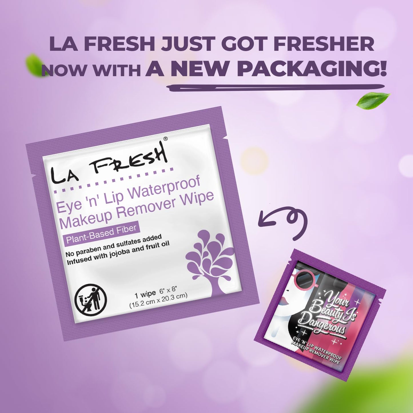 LA Fresh Eye 'Nโ Lip Makeup Remover Wipes Case of 200 Wipes Made With Vitamin E, Olive Oil, Jojoba To Leave Skin Soft And Smooth Convenient Size For Purse, Gym Bag, Nightstand, Car