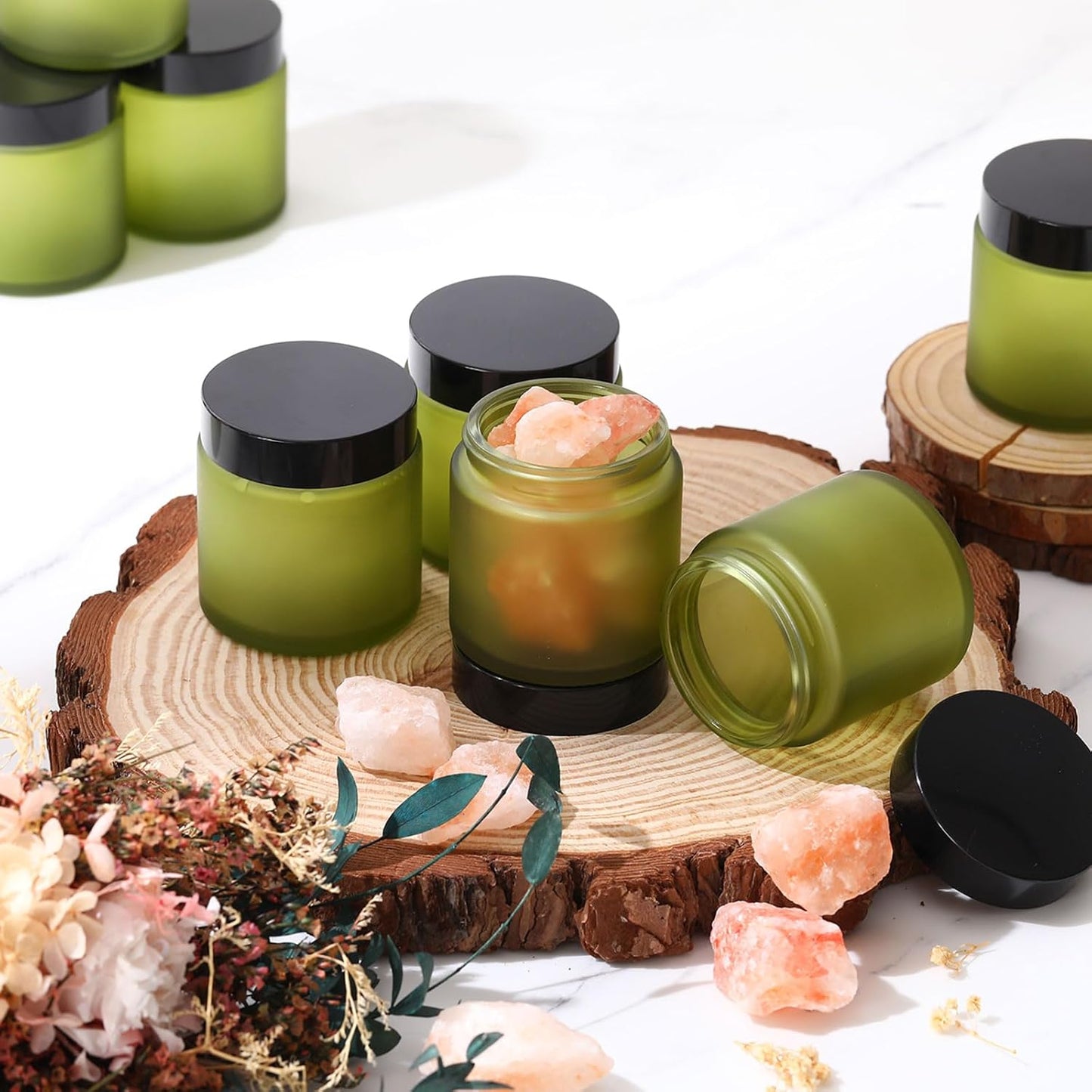 Norme 36 Pcs 4 oz Glass Jars with Lids Leakproof Round Airtight Empty Cosmetic Jars with Inner Liners Lid for Storing Lotions Powder Ointments Candle Making Tins (Pea Green)