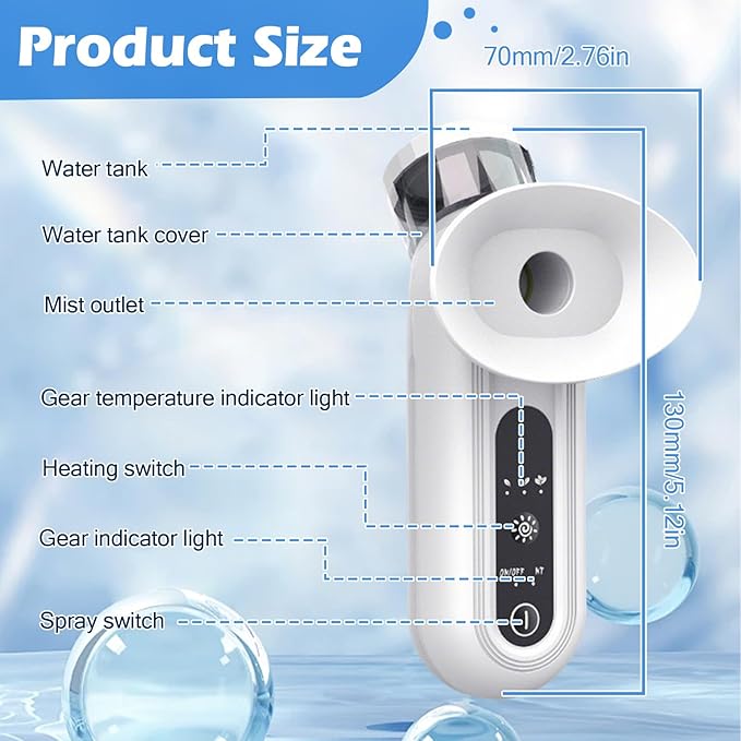 Portable Eye Mist Steam Sprayer for Dry Eye Relief, Heated Eye Mask, Mini Eye Moisturizing Cleaning Soothing Steamer for Moisturizing & Cleaning Eye Treatment