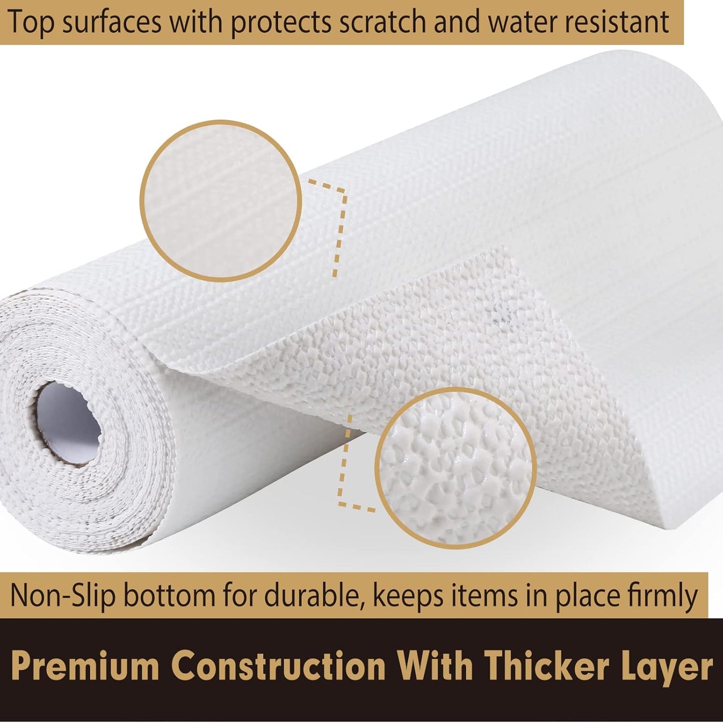 Premium Drawer and Shelf Liner for Cabinet, Non Adhesive Liner for Kitchen, Strong Grip Non Slip Shelf Liners for Kitchen Cabinets, Storage, Drawers, Shelves, Kitchenware and Tableware