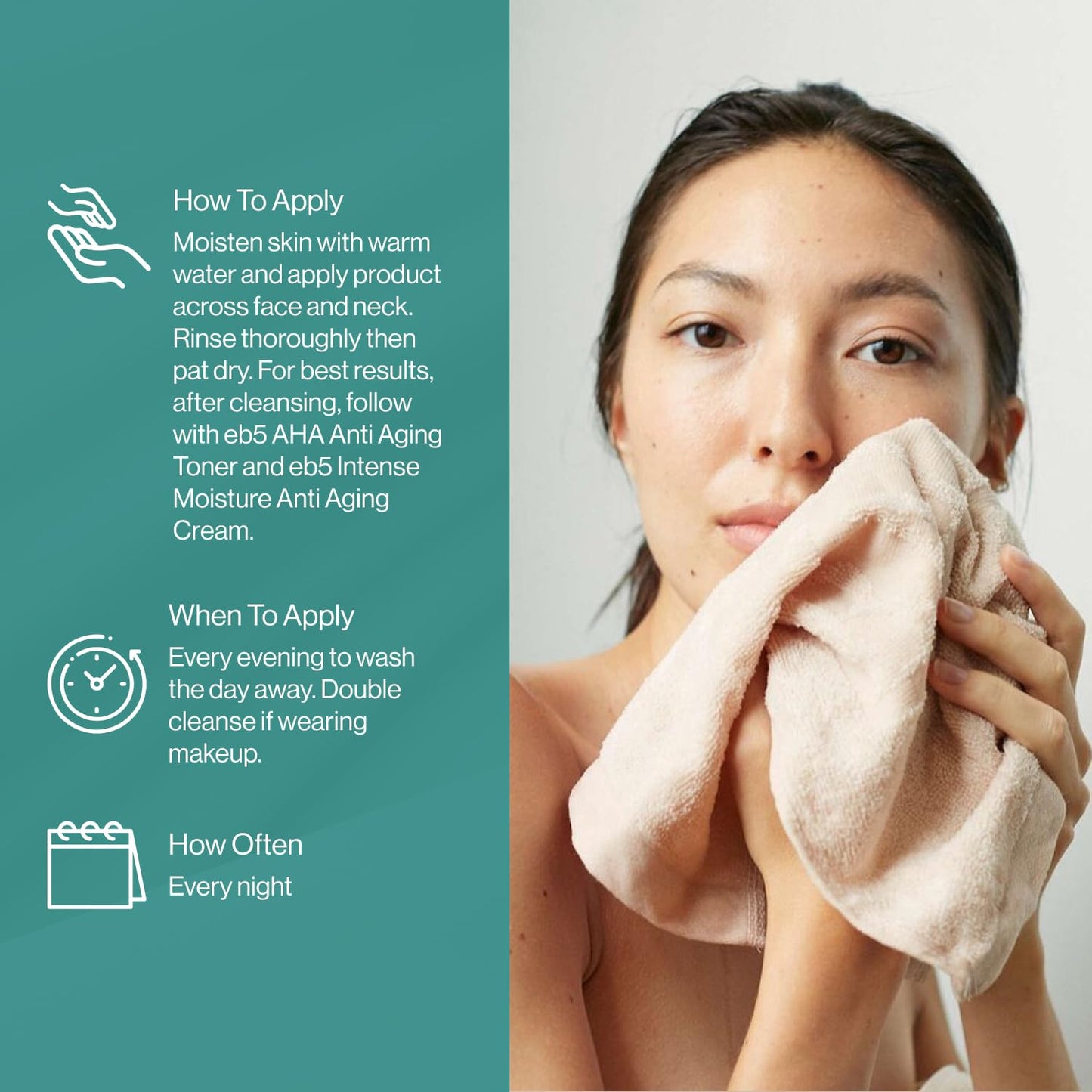 eb5 Exfoliating Aha Cleansing Lotion for Nourishing and Glowing Skin | Moisturizing, Soap-free, Anti-Aging Gentle Cleanser for Men & Women (6 Fl oz)