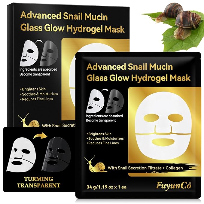 Advanced Snail Mucin Glass Glow Hydrogel Face Masks - 4pcs,Collagen Face Mask - Anti Aging and Moisturizing Face Masks Skincare,for Acne Marks, Anti-Aging, Firming Skin