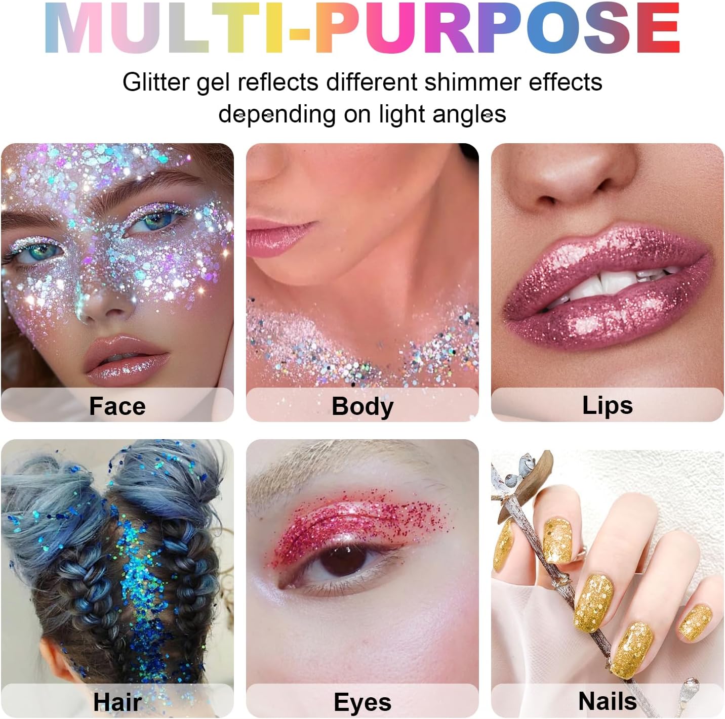 Halloween Body Glitter Stick, Waterproof Halloween Face Glitter Gel, Chunky Glitter Face Paint, Orange Purple Black Sequin Hair Glitter Makeup for Women and Kid (Pink)