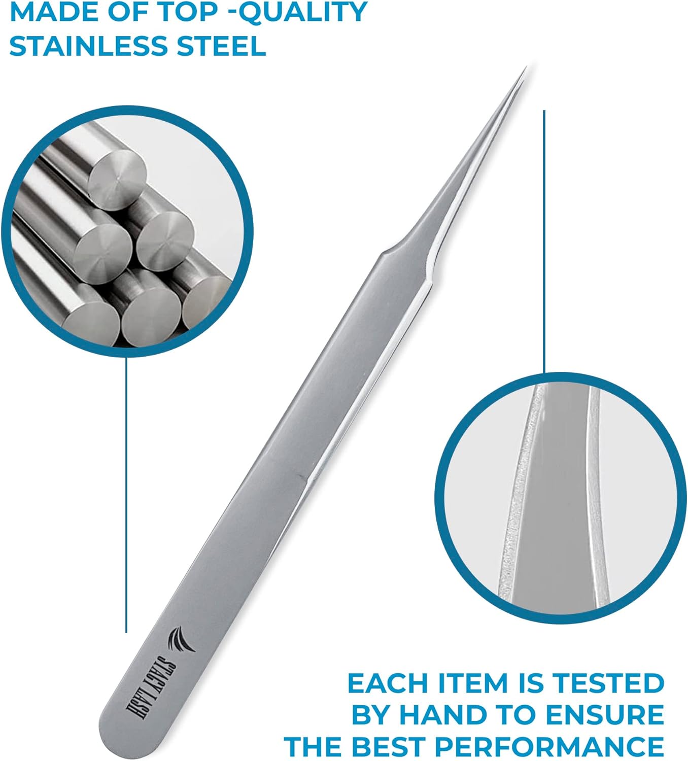 Stacy Lash STL-4 Isolation Eyelash Extension Tweezers/Supplies for Classic Extensions & Individual False Mink Lashes/Precision Eyelashes Separator Tool/Beauty Accessories/Sharp Tweezer Tip