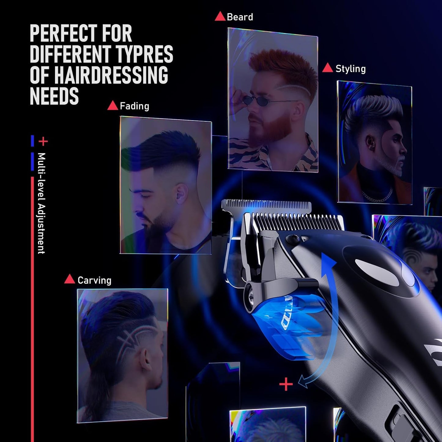SUPRENT Hair Clippers for Men Professional – 7500 RPM Cordless Hair Cutting Kit, Electric Clippers and Trimmer Combo Set, Rechargeable Haircut Kit for Barber & Home Use(Black)