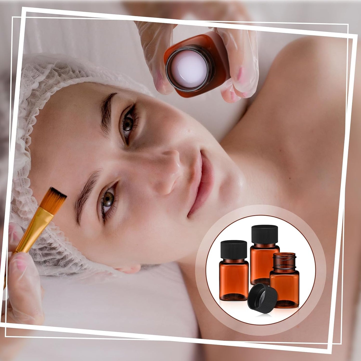 Tanlade 100 Pcs 1 oz Amber Plastic Cosmetic Jars with Lids Empty Leak Proof Container Refillable Cosmetic Jars Airtight for Cream, Lotion, Powder, Ointment, Beauty Products Travel Storage(Square)