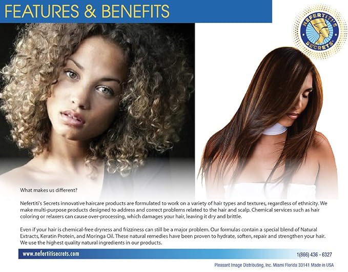 Nefertiti's Secrets Rejuvenating Treatment for Women and Men, Moringa Oil & Keratin Protein Energizing Conditioner, For Dry & Damaged Hair, Natural Moisturizer, Hair Therapy, 8 Oz / 236 mL