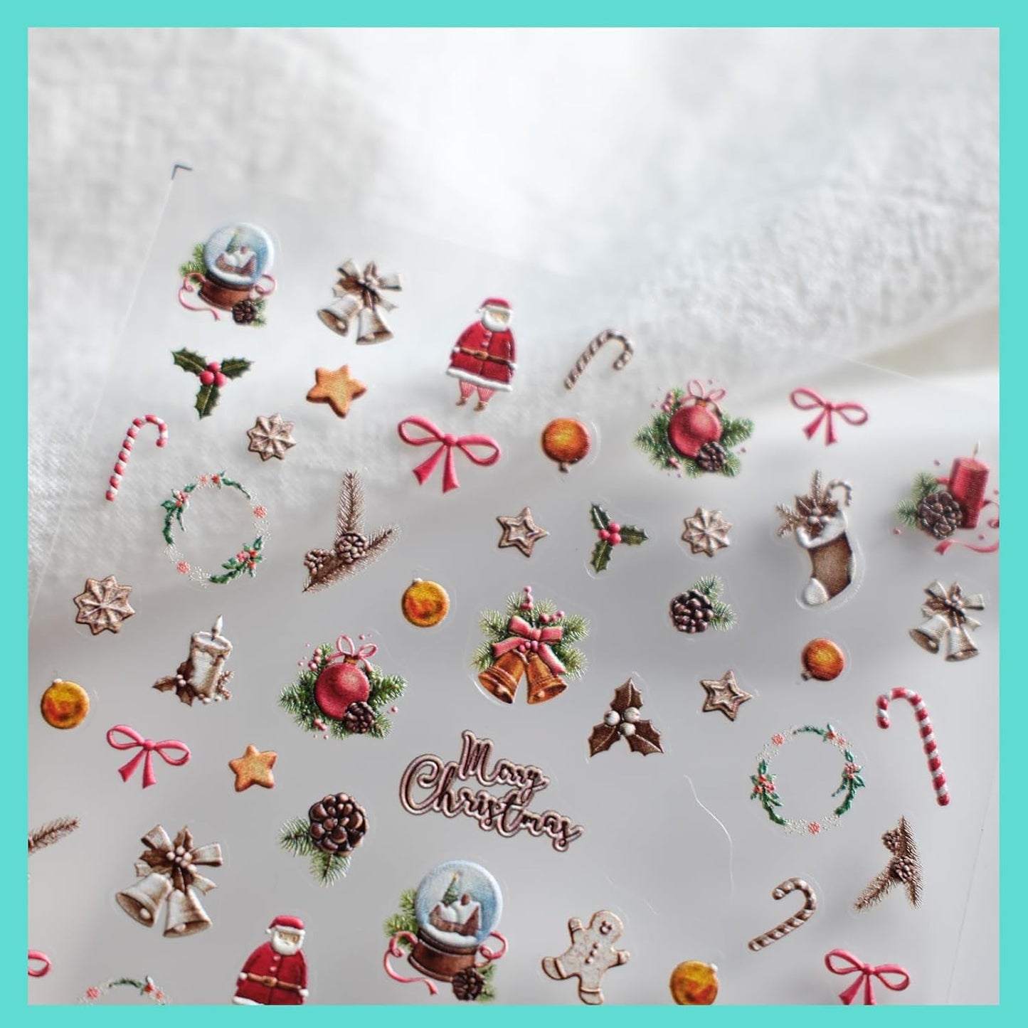 Christmas Nail Art Stickers, Vintage Nail Decals, Self-Adhesive, Nail Accessories & Supplies, Durable & Long-Lasting