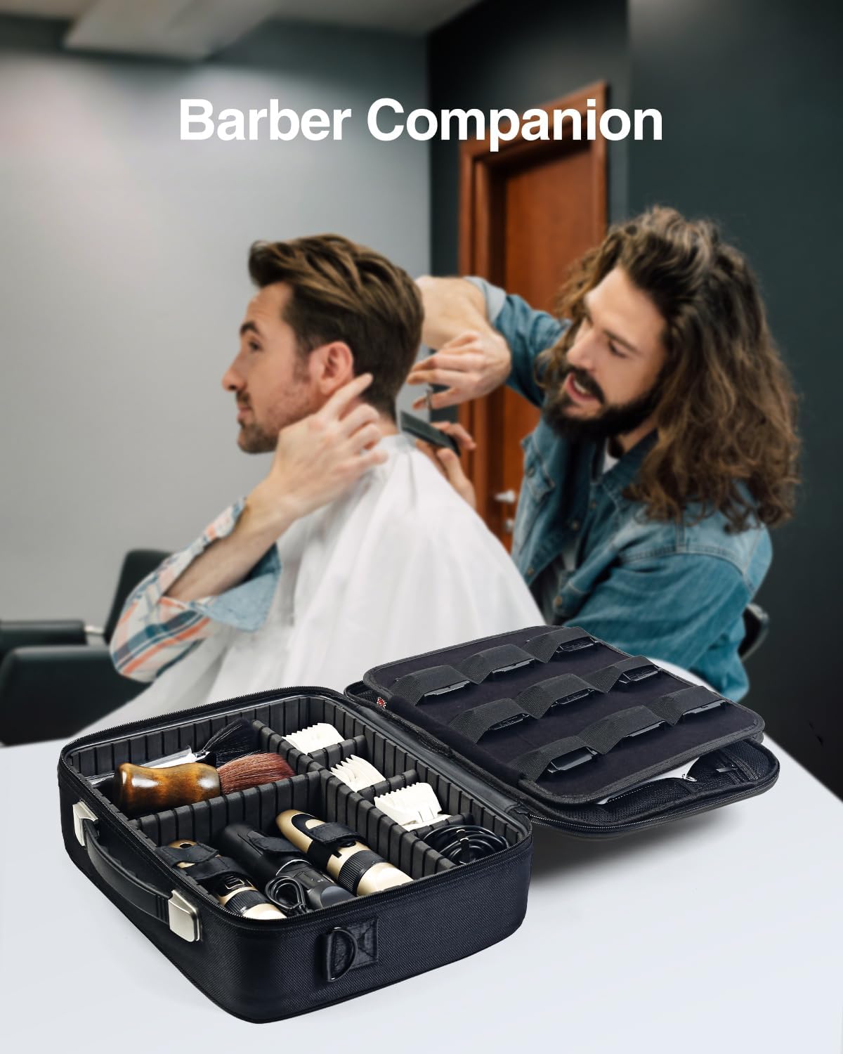 Luxtude Large Barber Case, Barber Bags for Clippers and Supplies, Travel Hair Clipper and Trimmer Case, Barbers Accessories for Wahl 5Star/Hatteker/Oneisal/Andis Grooming Kits, Christmas Gifts