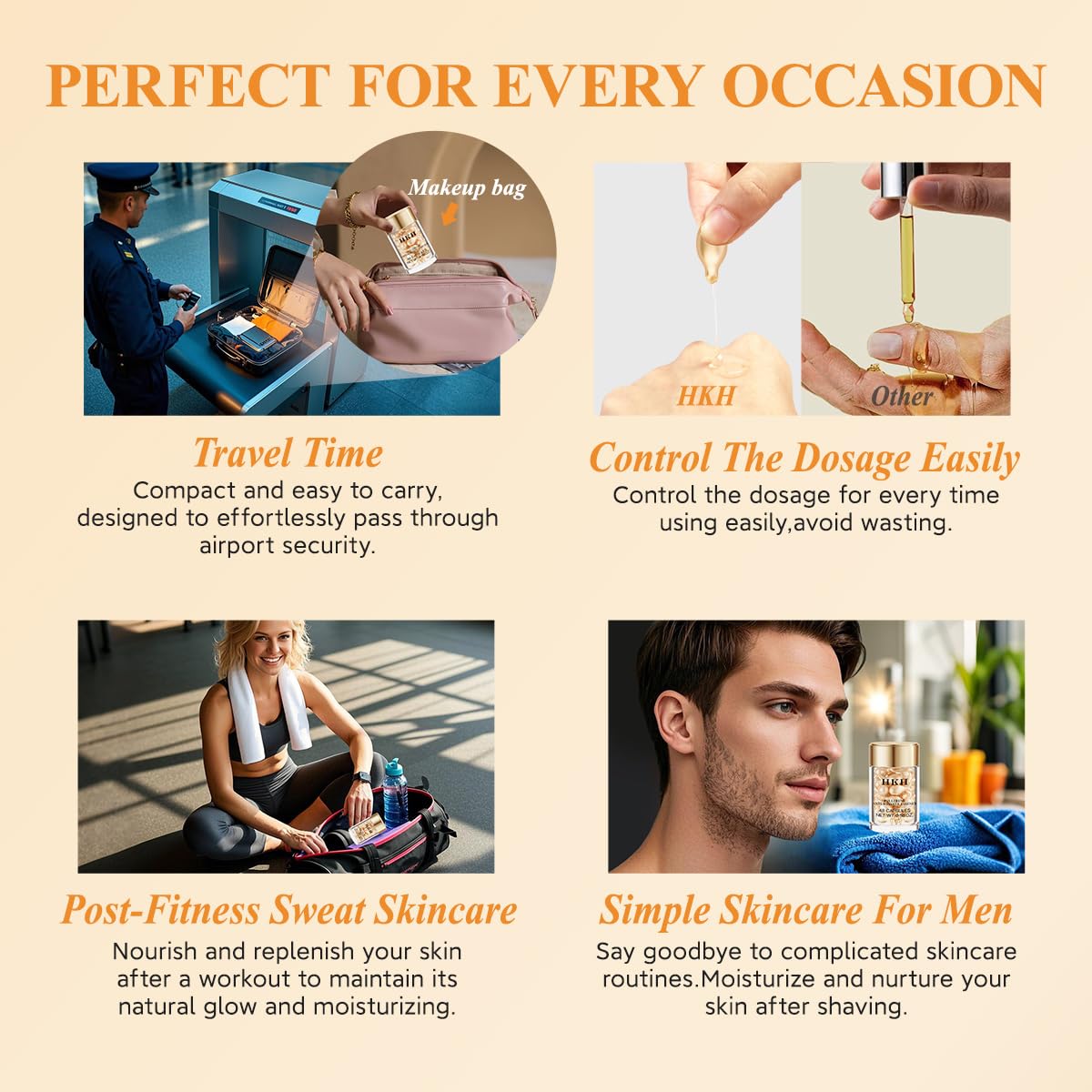 Vitamin C Face Serum Oil - HKH Vit C with Vitamin E Anti-Aging Serum Capsules, Firming Skin & Reduces Fine Lines, 48 Travel-Friendly Skincare Capsules for Smooth, Moisturized Skin, with Scissors