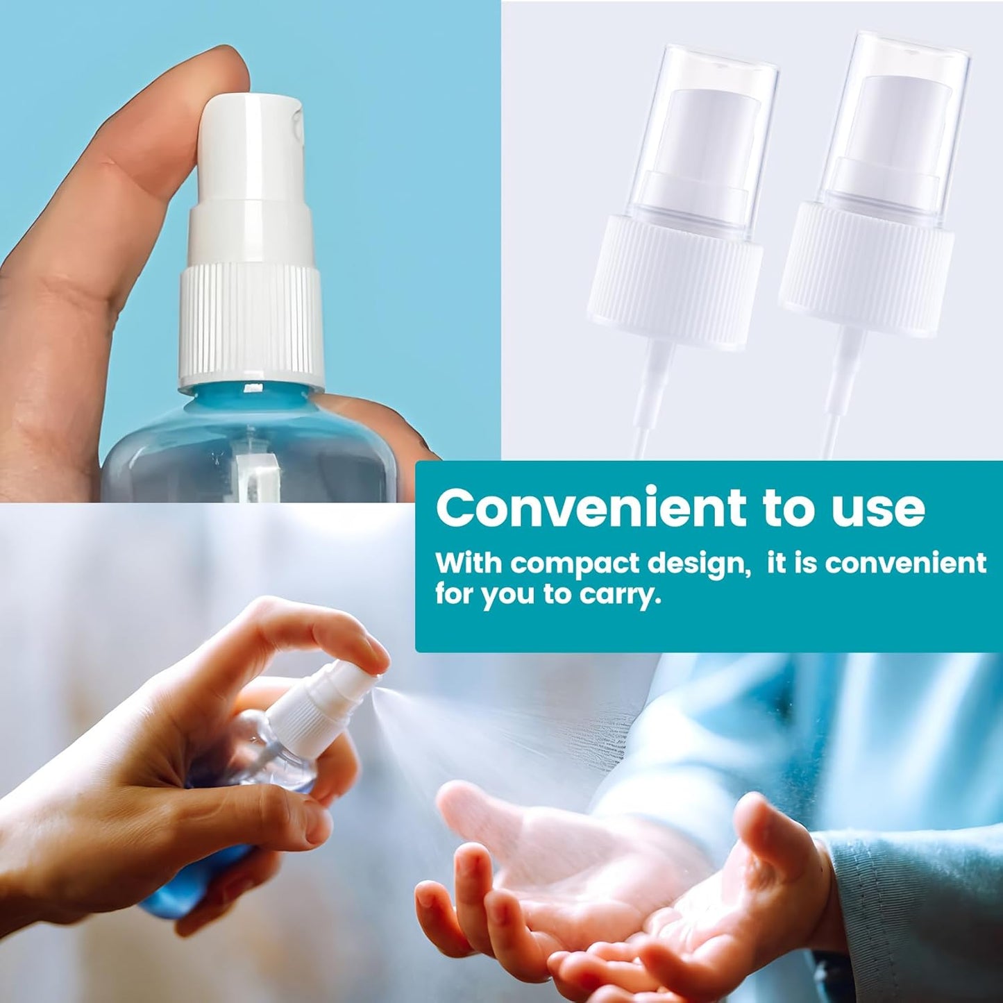 8 Packs Spray Bottle Top, Plastic Fine Mist Sprayer, Replacement Nozzle Sprayer Tops with 5.9" Tube, Reusable Sprayer Pump Cap for Cleaning Solutions, Essential Oils - White, 24/410 Cap Size