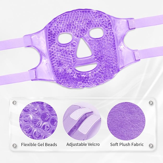 Bundle of CONBELLA Cold Face Eye Masks Ice Face Mask Hot Cold Compress and CONBELLA Ice Face Mask and 2PCS Silicone Face Mask Cover Set