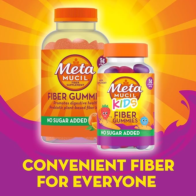 Metamucil Kids Fiber Supplement Gummies, No 5g Prebiotic 120ct Gummies