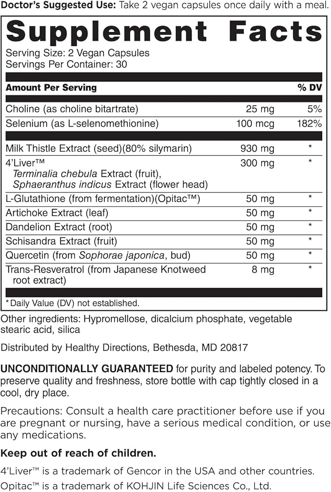 DOCTORS' PREFERRED Liver+ Revive & Restore 10-in-1 Formula 4’Liver and 60 Capsules