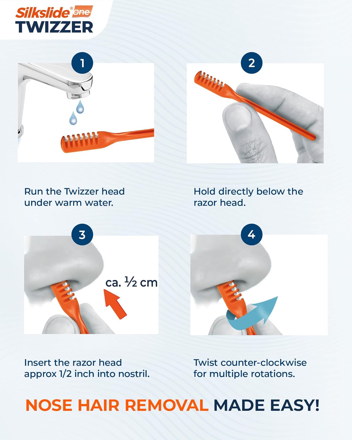 Silkslide®One TWIZZER – Nose Hair Trimmer for Men and Women – Compact Travel Case – Twist & Trim Nasal Hair Removal – Japanese Premium Blades – No Electricity or Batteries