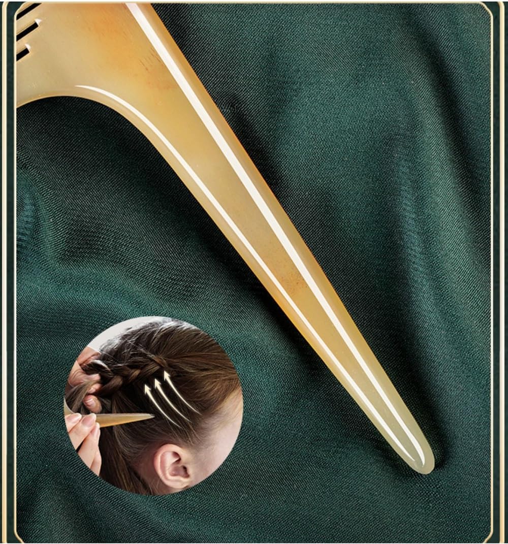 Premium Quality 100% Handmade Anti Static Natural Sheep Horn Comb - Professional Detangling Massage Hair Comb (Rat Tail Comb)
