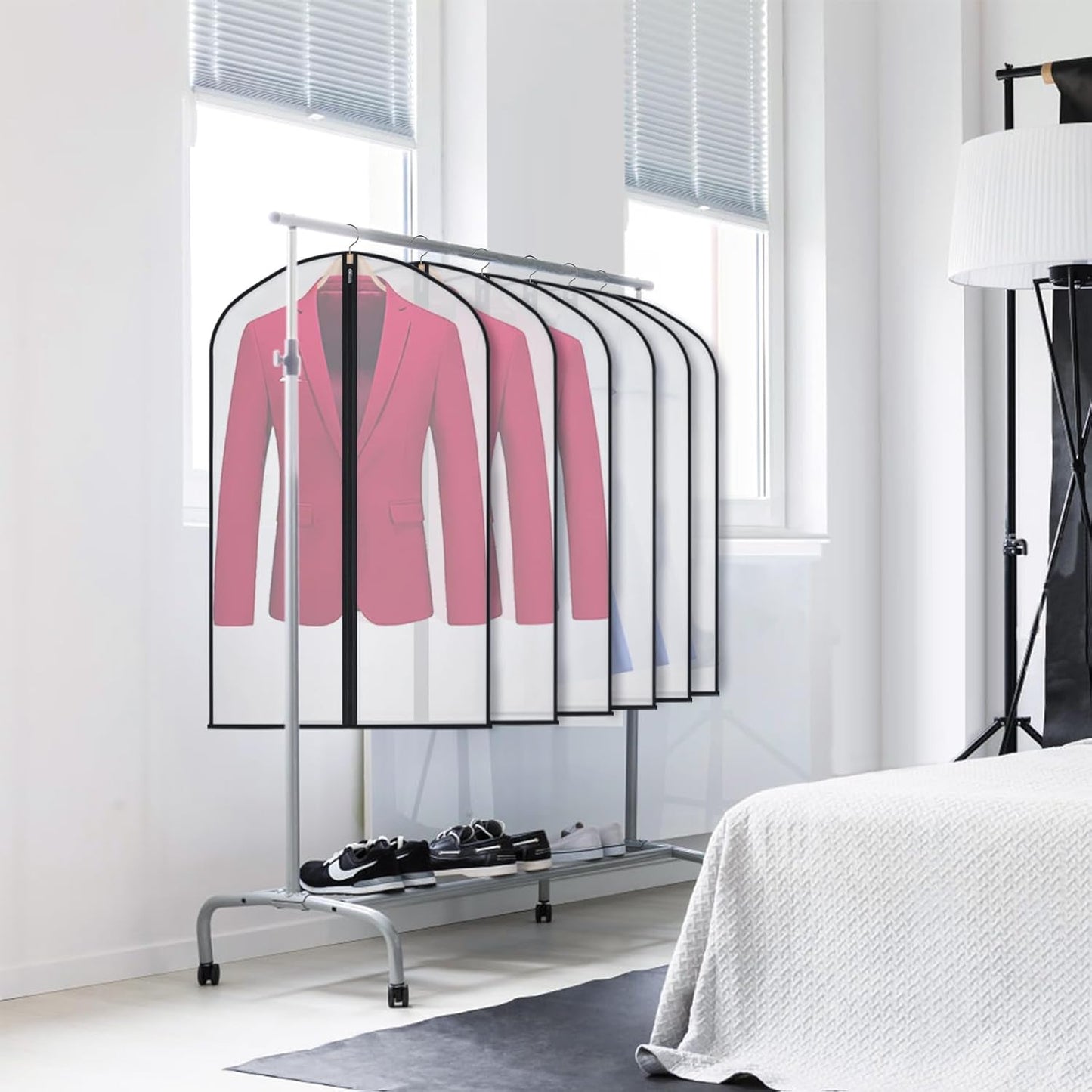 Kntiwiwo Garment Bags Clear Suit Bag for Closet Storage Hanging Clothes Dress Cover Bags (40"12pcs-Black Edges)