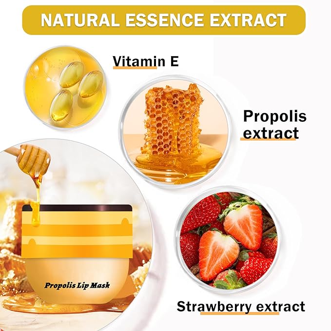 NVLEPTAP 2PCS Honey Pot Lip Balm - Moisturizing Honey & Strawberry Lip Mask Care Products with Wand
