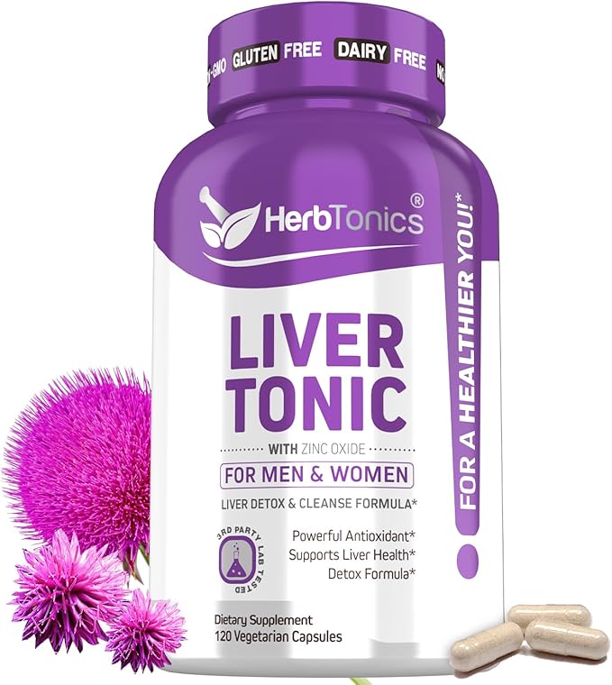 Herbtonics Liver Cleanse Detox & Repair Formula 20+ Herbs: 120 Vegan