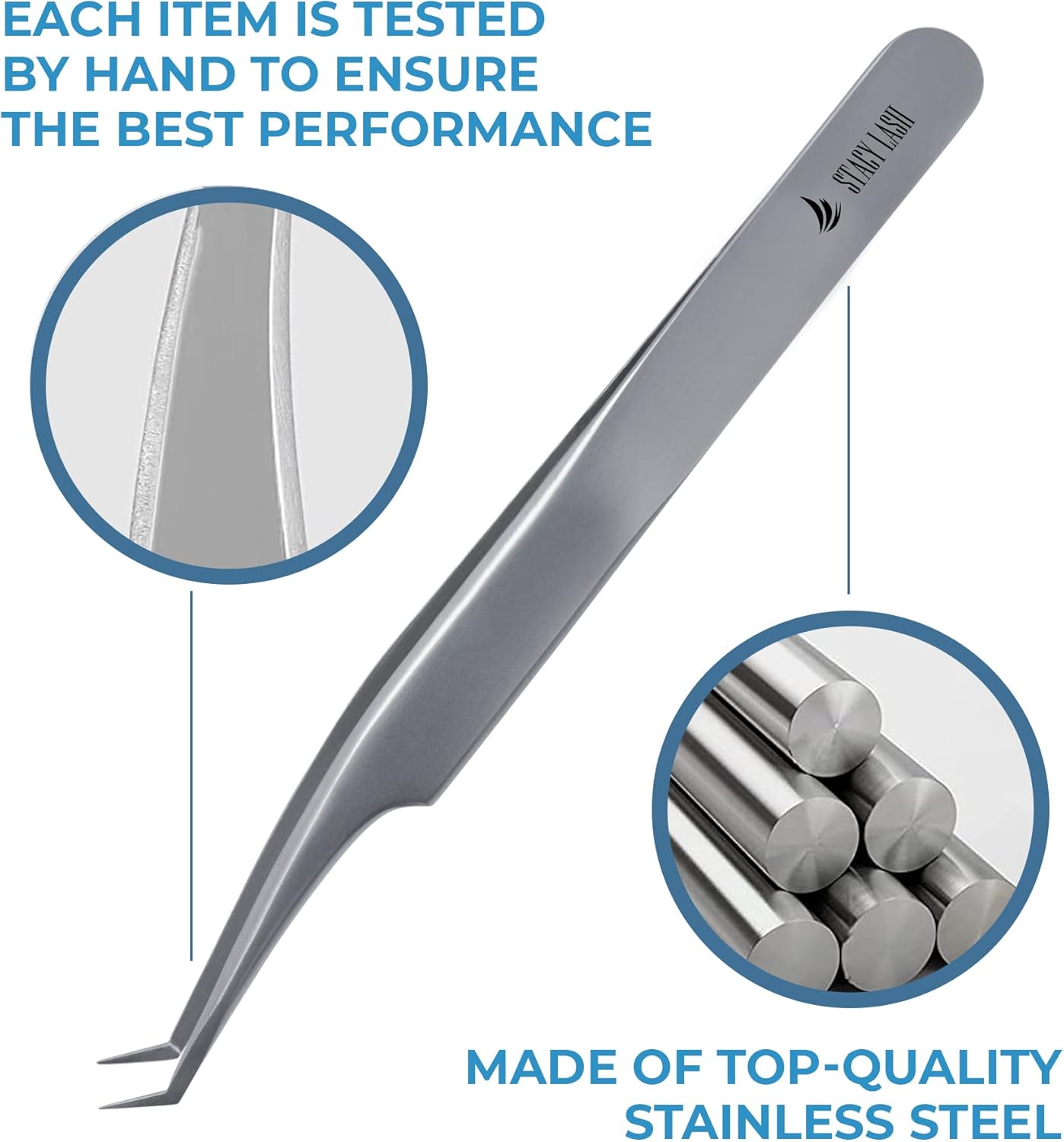 Stacy Lash STL-13 Curved Eyelash Extension Tweezers/Precision Tool for False Lashes Application/Supplies for Classic Extensions & Premade Fans/Tool Applicator for Volume Eyelashes/Beauty Accessories
