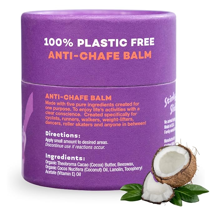 Stinkbug Naturals Organic Plastic Free Anti-Chafe Balm Tub, 100% Natural Ingredients, Aluminum Free Packaging, 2.5 Ounce Pack of 1