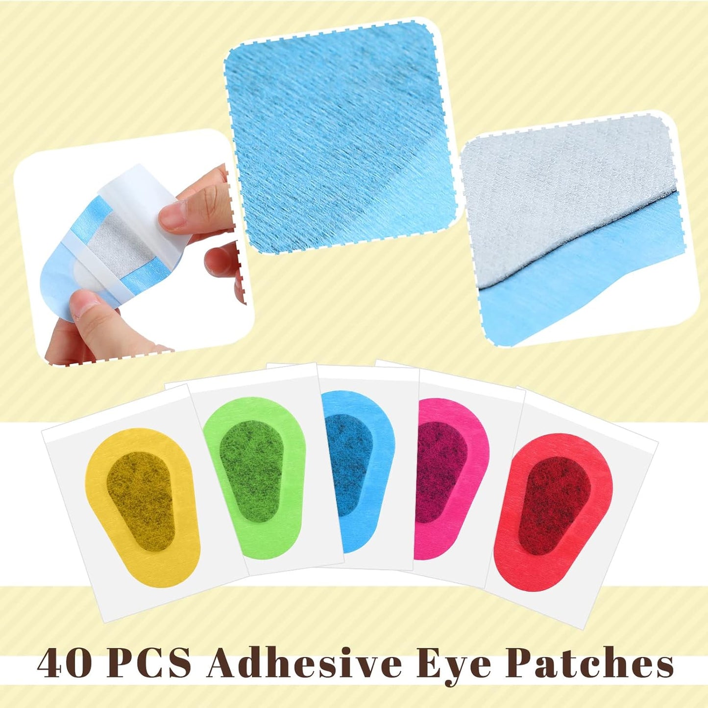 Panitay 40 Pcs Adhesive Eye Patches for Adults Disposable Breathable Medical Eye Patch for Amblyopia Lazy Latex Free Adhesive Bandages for Men(3 x 2 Inch,Colorful)
