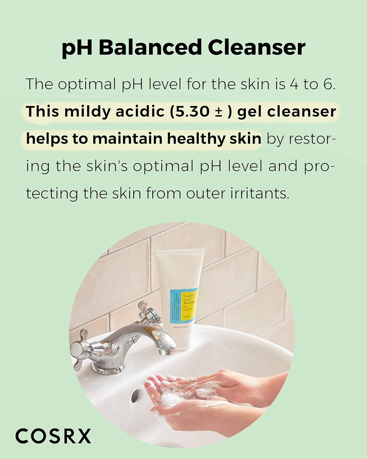 COSRX Low pH Good Morning Gel Cleanser 1.7 fl.oz / 50ml | TSA Approved Travel Size Mild Face Cleanser | Korean Skin Care for Acne Prone Skin, PH Balancing, Anti Acne, Breakouts Treatment