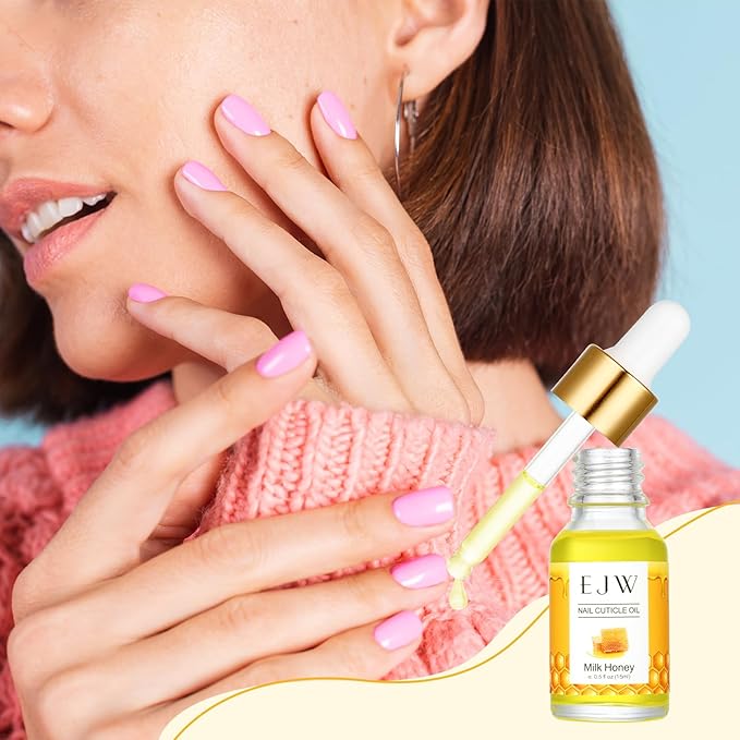 EJW Cuticle Oil for Nails, 1 Week Multi-Functional Care for Hands and Feet, Moisturizes & Strengthens Nails, Improves Hangnails & Dry Skin, Contains Jojoba Oil, Natural Ingredients, Milk and Honey