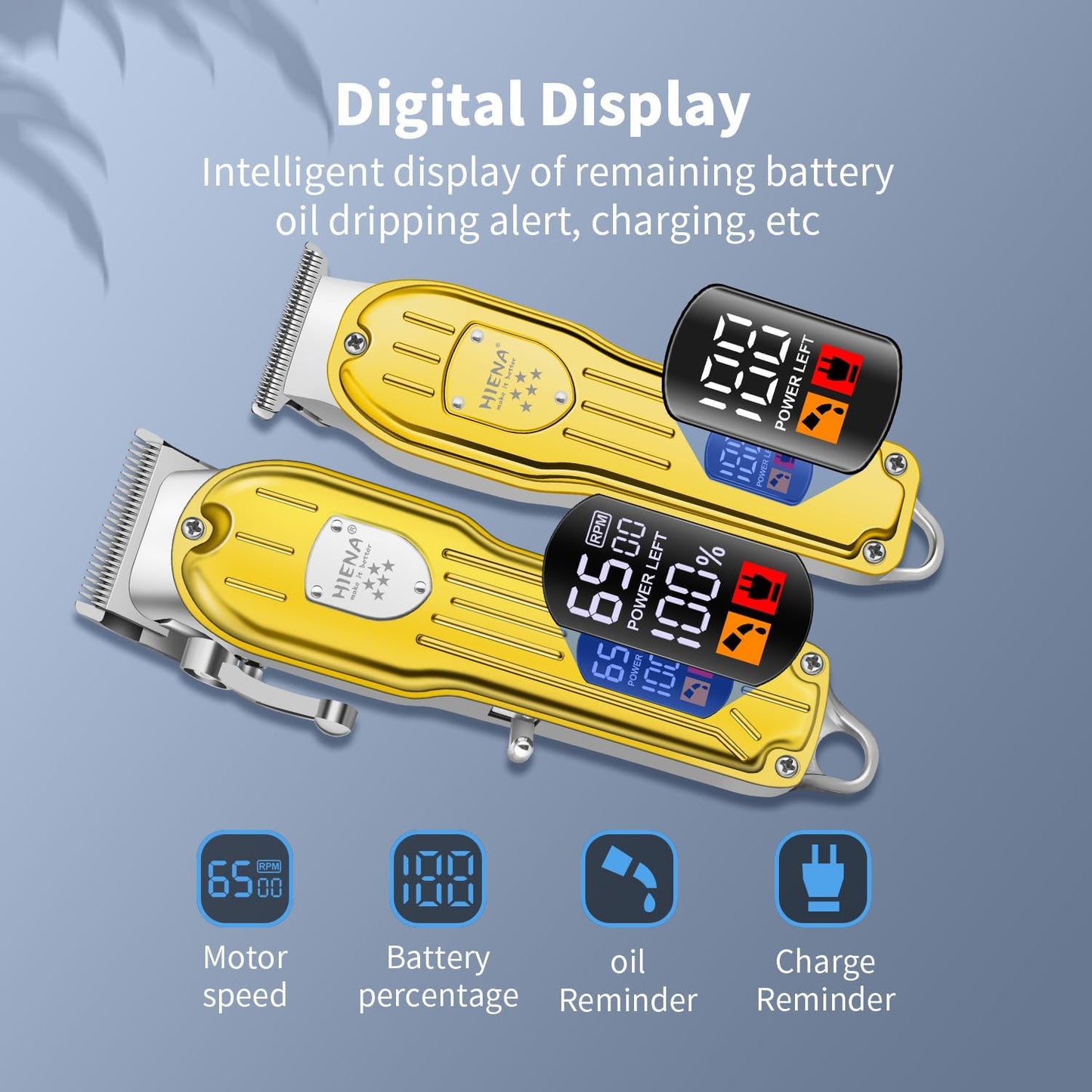 HIENA PRO Professional Hair Clipper Set, Rechargeable Cordless Barber Kit and Hair Cutting Set, Electric Foil Shavers and Beard Trimmers, Ear, Nose Hair Trimmer Set & Facial Grooming Tool (Gold)