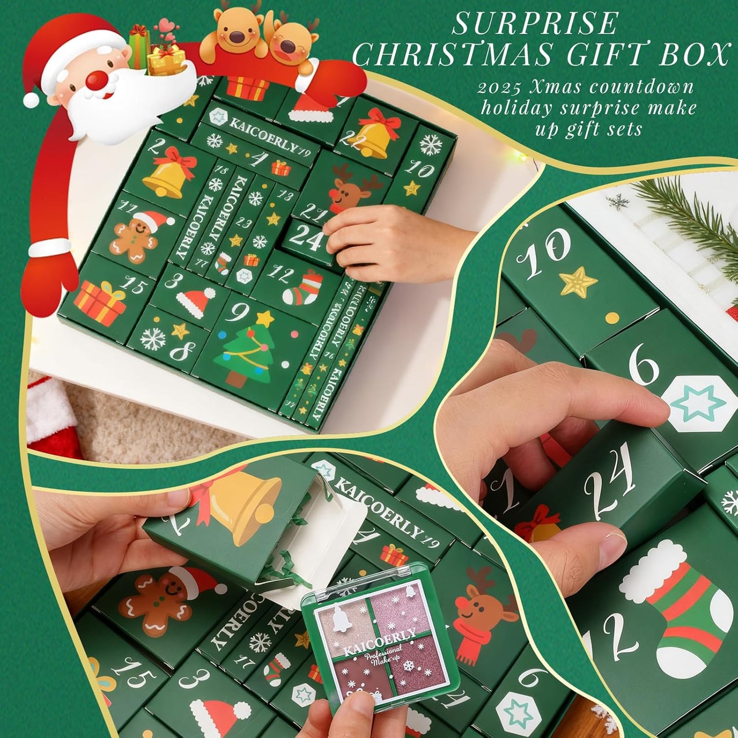 Makeup Advent Calendar 2025,24 Days Christmas Advent Calendar for Teen Girls,2025 Xmas Countdown Calendar Make Up Sets for Christmas Party Festival with Mascara Eyeshadow Lipstick Blush Eyebrow Soap